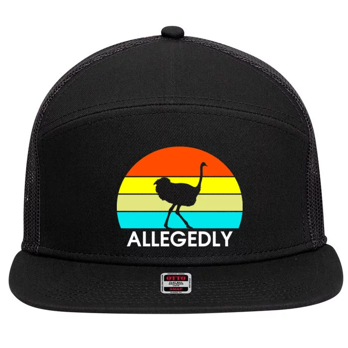 Retro Allegedly Ostrich Vintage 7 Panel Mesh Trucker Snapback Hat