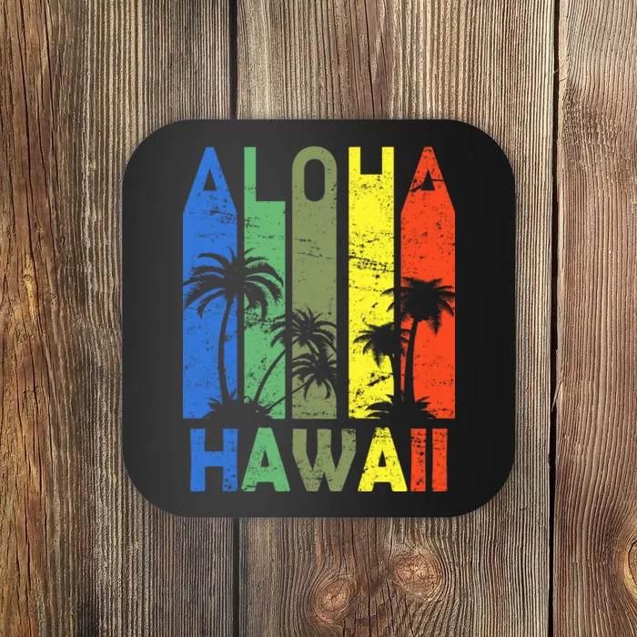 Retro Aloha Hawaii Logo Coaster