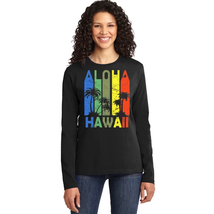 Retro Aloha Hawaii Logo Ladies Long Sleeve Shirt