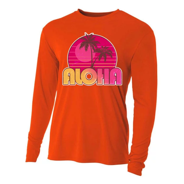 Retro Aloha Summer Fun Pink Logo Cooling Performance Long Sleeve Crew