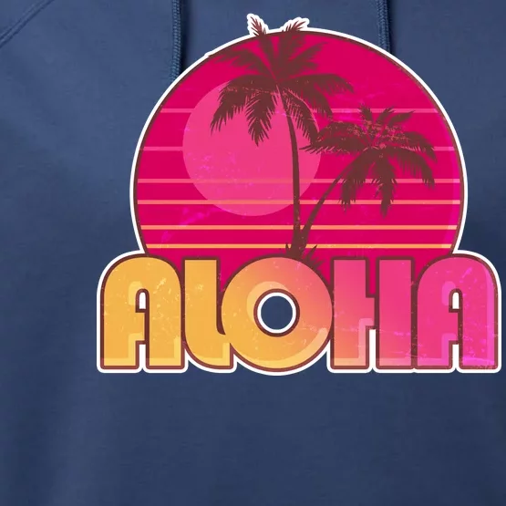 Retro Aloha Summer Fun Pink Logo Performance Fleece Hoodie