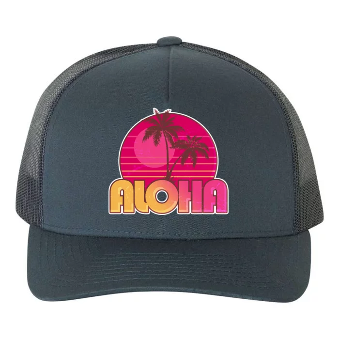 Retro Aloha Summer Fun Pink Logo Yupoong Adult 5-Panel Trucker Hat