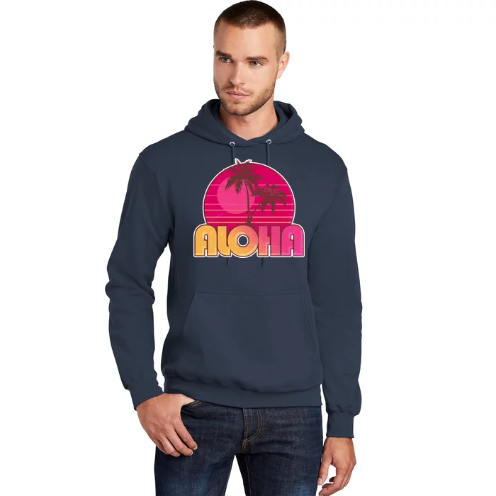 Retro Aloha Summer Fun Pink Logo Hoodie