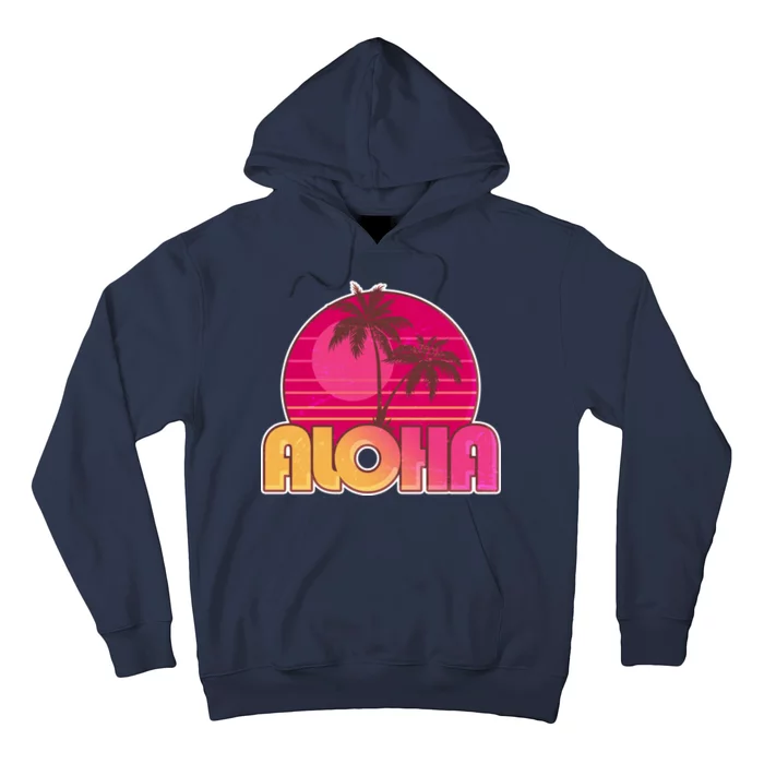 Retro Aloha Summer Fun Pink Logo Hoodie