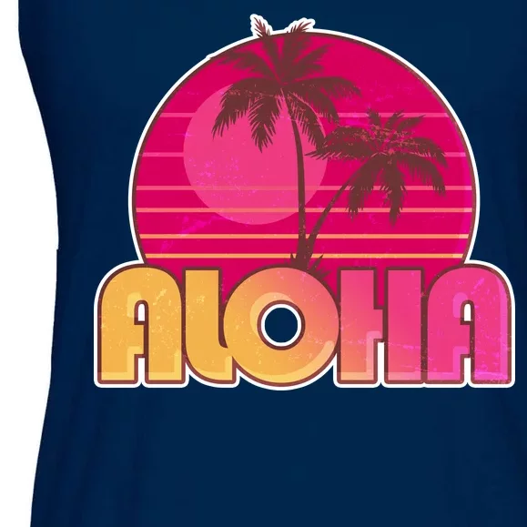 Retro Aloha Summer Fun Pink Logo Ladies Essential Flowy Tank