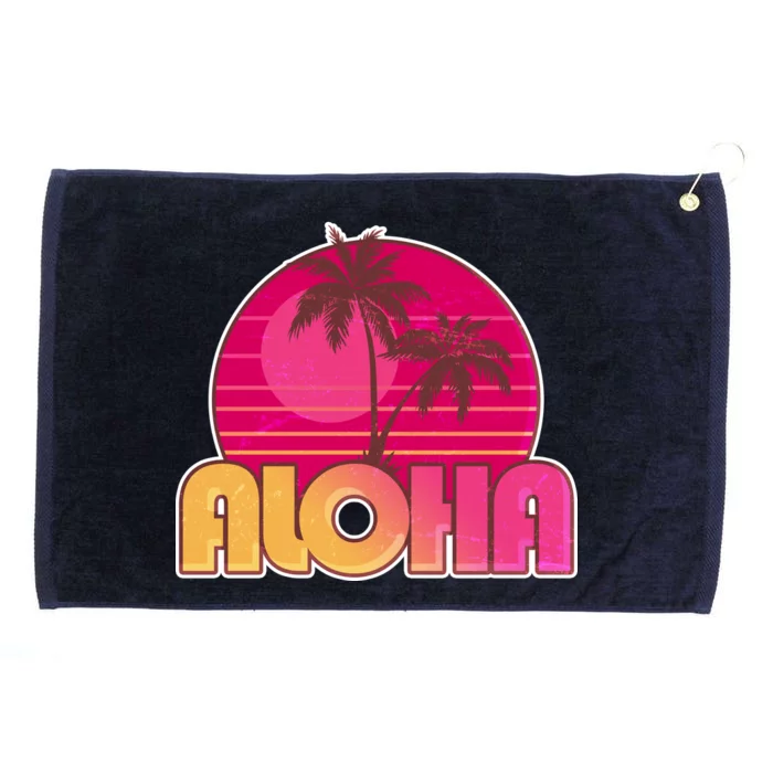 Retro Aloha Summer Fun Pink Logo Grommeted Golf Towel