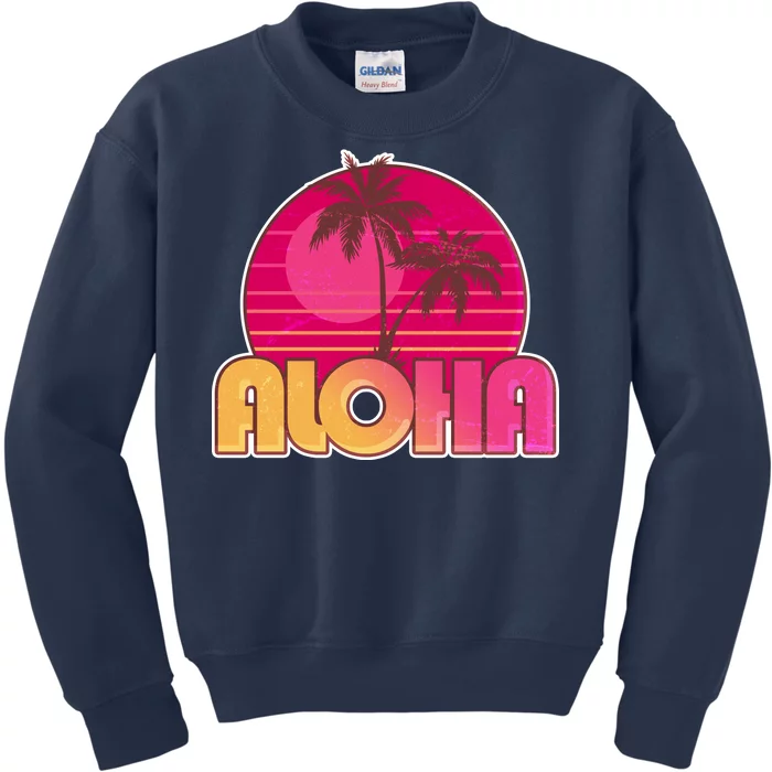 Retro Aloha Summer Fun Pink Logo Kids Sweatshirt