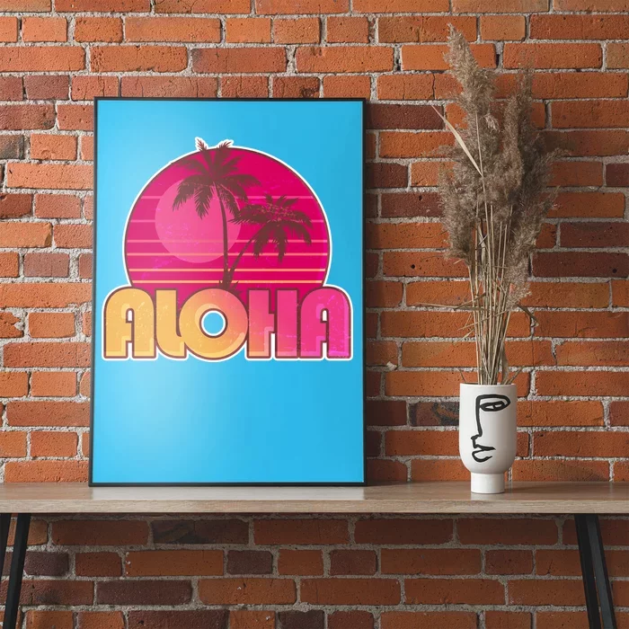 Retro Aloha Summer Fun Pink Logo Poster