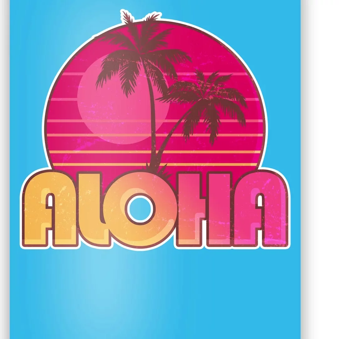 Retro Aloha Summer Fun Pink Logo Poster