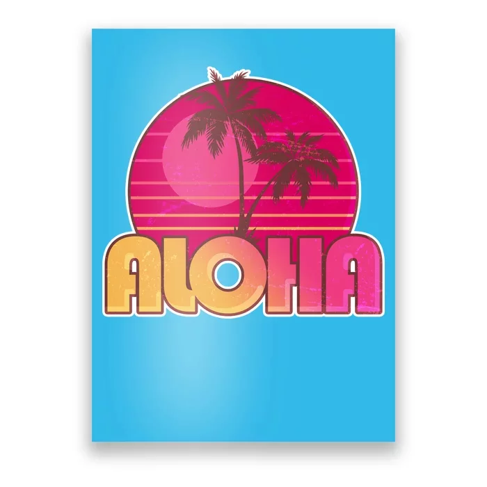 Retro Aloha Summer Fun Pink Logo Poster