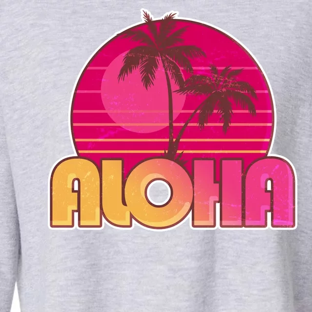 Retro Aloha Summer Fun Pink Logo Cropped Pullover Crew