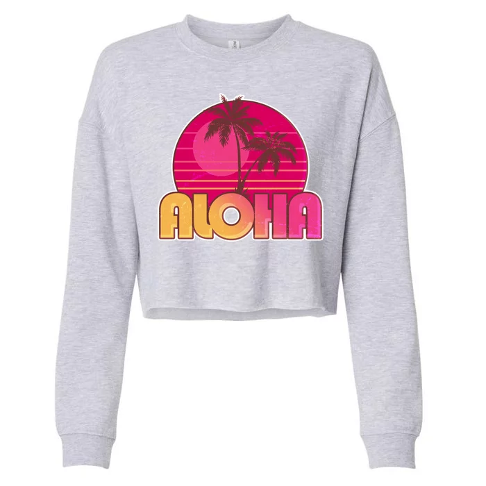 Retro Aloha Summer Fun Pink Logo Cropped Pullover Crew