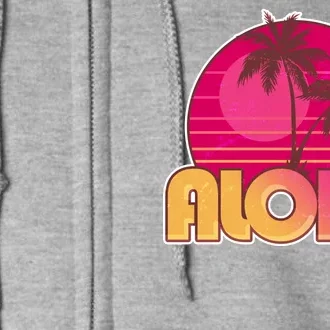 Retro Aloha Summer Fun Pink Logo Full Zip Hoodie