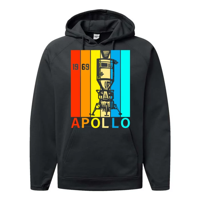 Retro Apollo 11 50th Anniversary 1969 Performance Fleece Hoodie