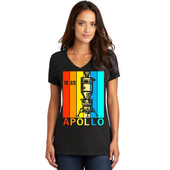 Retro Apollo 11 50th Anniversary 1969 Women's V-Neck T-Shirt