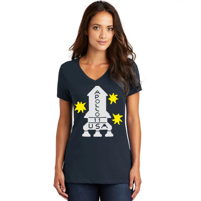 Retro Apollo 11 Spaceship Women's V-Neck T-Shirt