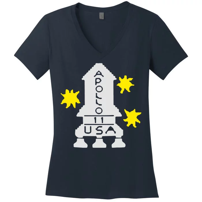 Retro Apollo 11 Spaceship Women's V-Neck T-Shirt