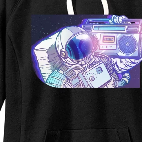 Retro Astronaut Galazy Boombox Women's Fleece Hoodie