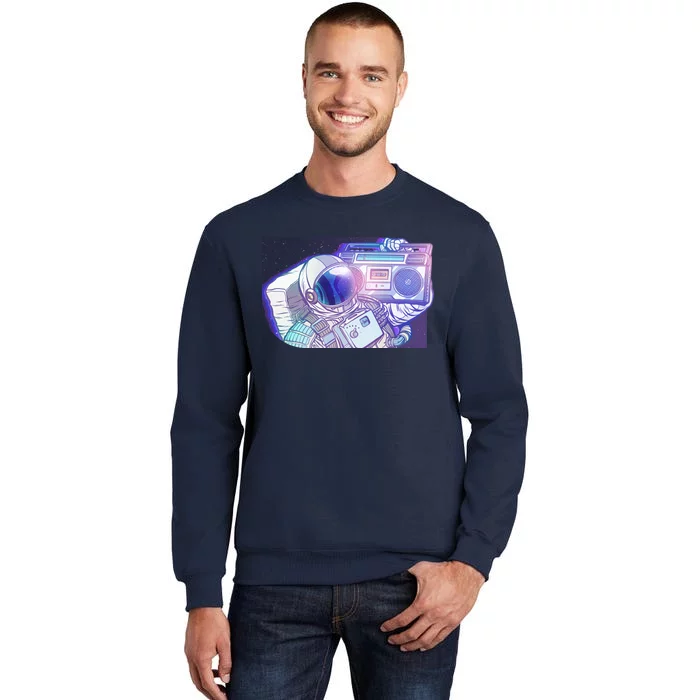 Retro Astronaut Galazy Boombox Tall Sweatshirt