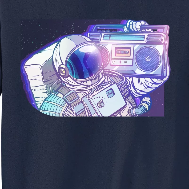 Retro Astronaut Galazy Boombox Tall Sweatshirt