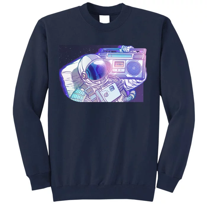 Retro Astronaut Galazy Boombox Tall Sweatshirt