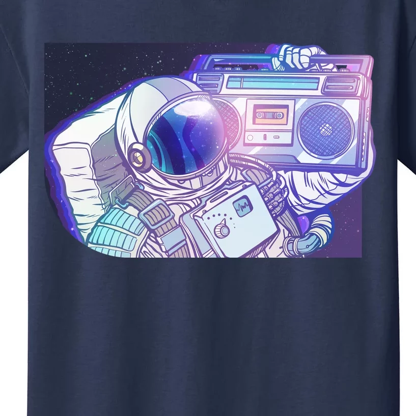 Retro Astronaut Galazy Boombox Kids T-Shirt