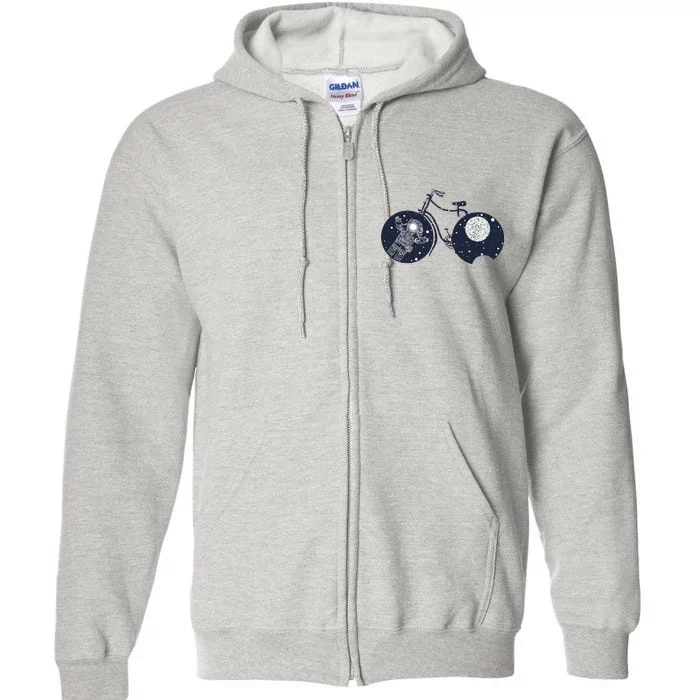 Retro Astronaut Space Bicycle Full Zip Hoodie