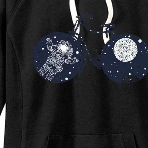 Retro Astronaut Space Bicycle Women's Fleece Hoodie