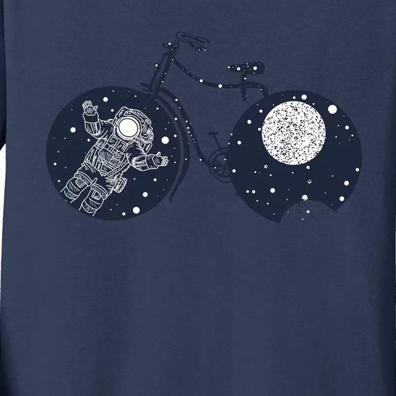 Retro Astronaut Space Bicycle Kids Long Sleeve Shirt