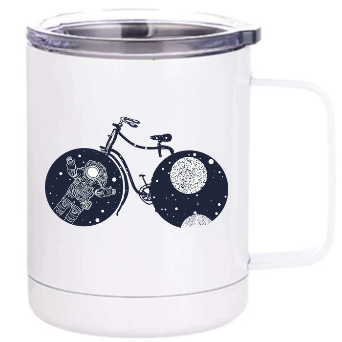 Retro Astronaut Space Bicycle Front & Back 12oz Stainless Steel Tumbler Cup