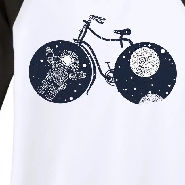 Retro Astronaut Space Bicycle Women's Tri-Blend 3/4-Sleeve Raglan Shirt