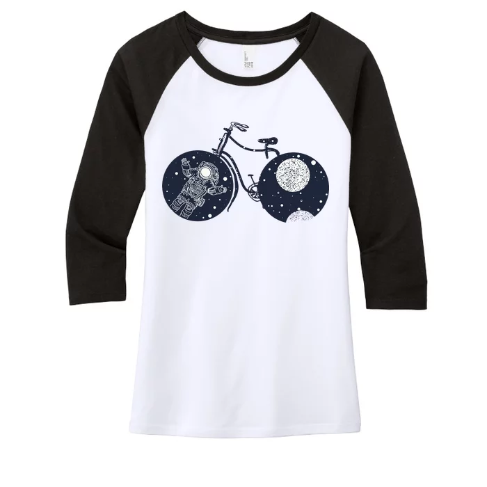 Retro Astronaut Space Bicycle Women's Tri-Blend 3/4-Sleeve Raglan Shirt