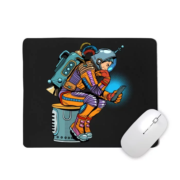 Retro Astronaut With Smartphone Mousepad