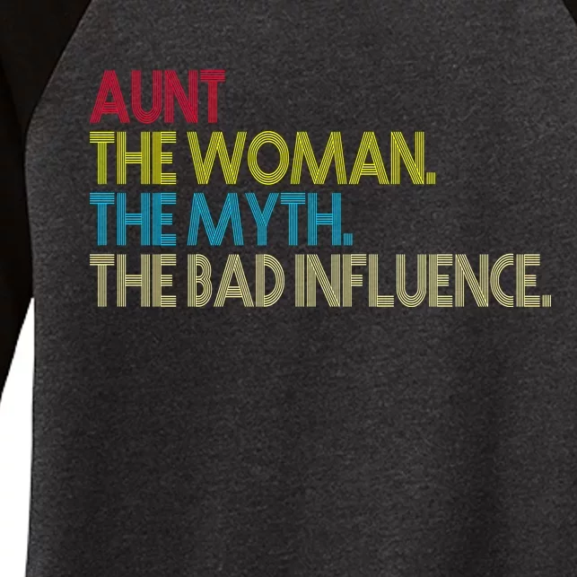 Retro Aunt The Woman Myth Bad Influence Women's Tri-Blend 3/4-Sleeve Raglan Shirt