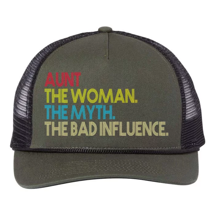 Retro Aunt The Woman Myth Bad Influence Retro Rope Trucker Hat Cap