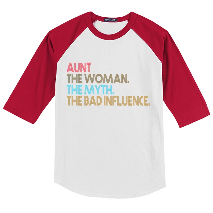 Retro Aunt The Woman Myth Bad Influence Kids Colorblock Raglan Jersey