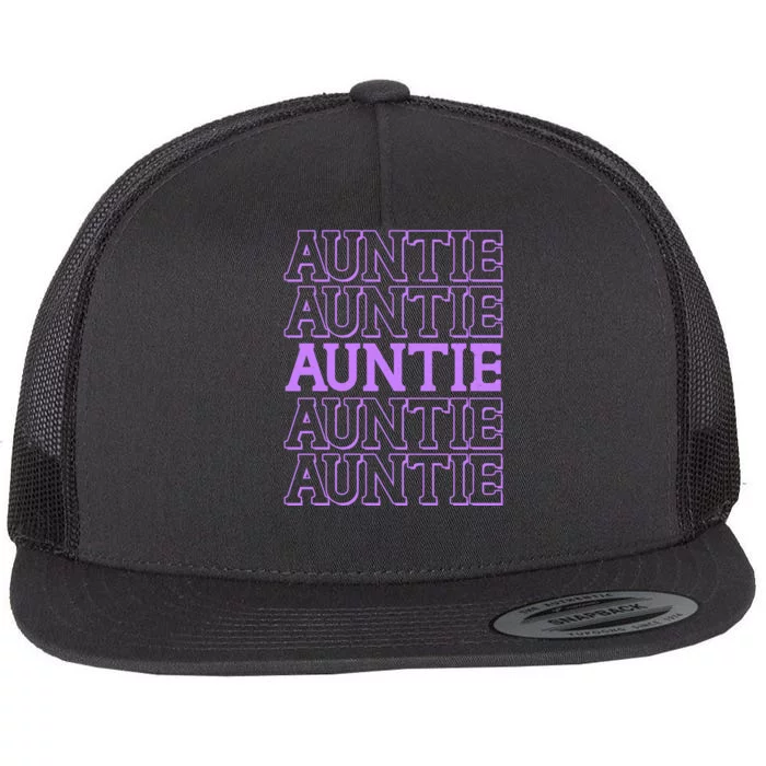 Retro Auntie Pattern Flat Bill Trucker Hat