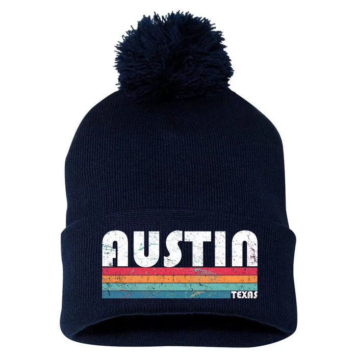 Retro Austin Texas Pom Pom 12in Knit Beanie