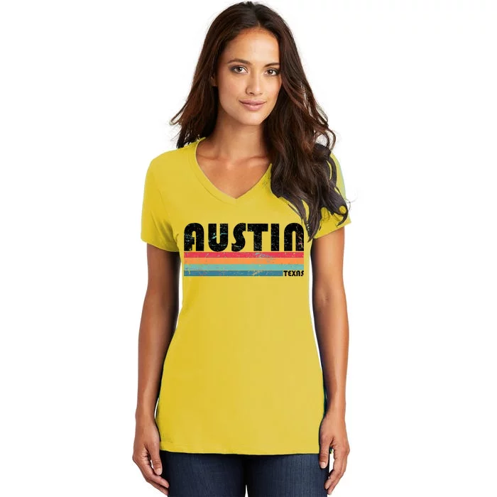 Retro Austin Texas Women's V-Neck T-Shirt