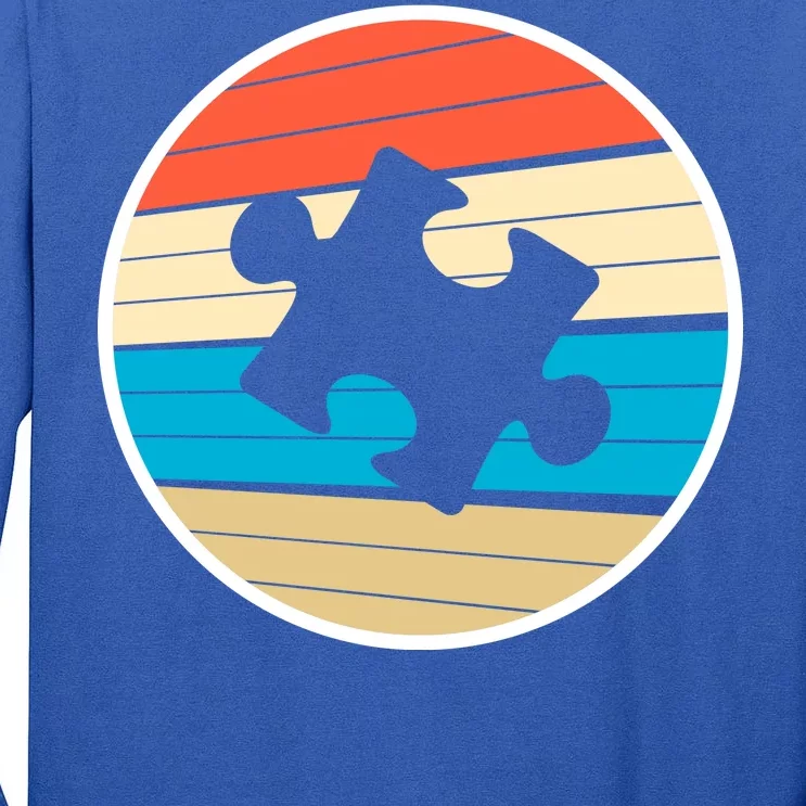 Retro Autism Awareness Puzzle Piece Tall Long Sleeve T-Shirt