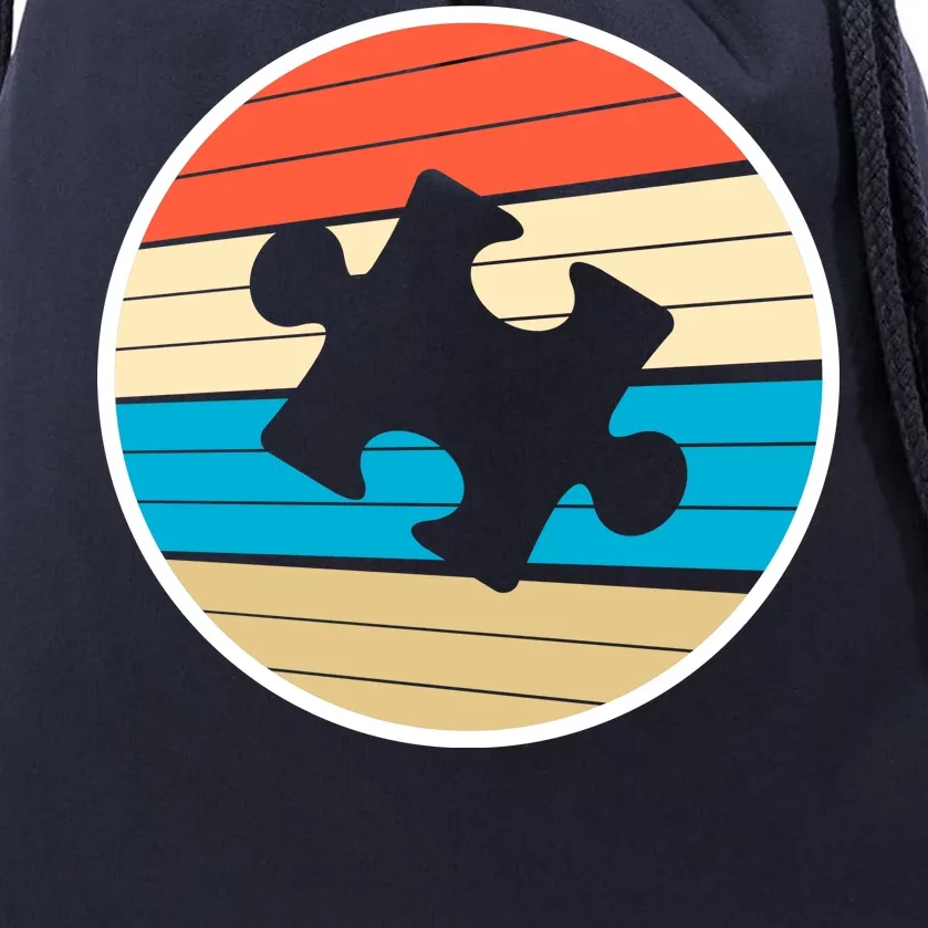 Retro Autism Awareness Puzzle Piece Drawstring Bag