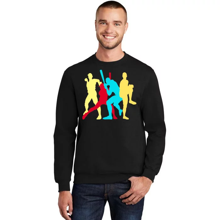 Retro Baseball Poses Tall Sweatshirt