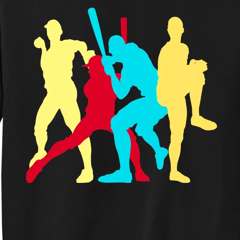 Retro Baseball Poses Tall Sweatshirt