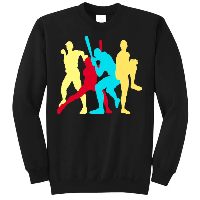 Retro Baseball Poses Tall Sweatshirt