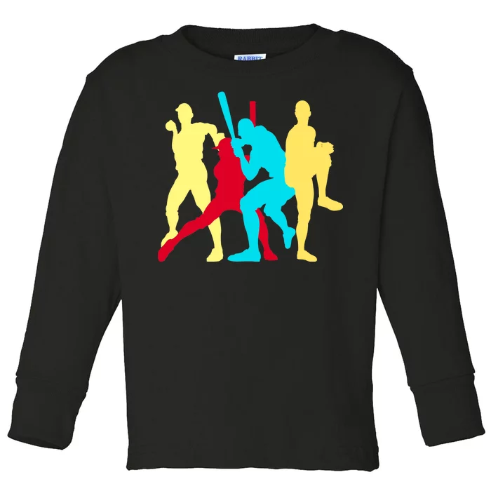 Retro Baseball Poses Toddler Long Sleeve Shirt