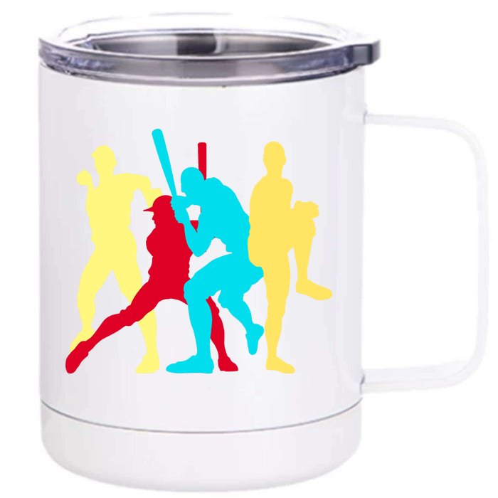 Retro Baseball Poses Front & Back 12oz Stainless Steel Tumbler Cup