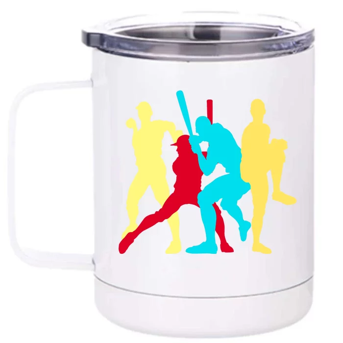 Retro Baseball Poses Front & Back 12oz Stainless Steel Tumbler Cup