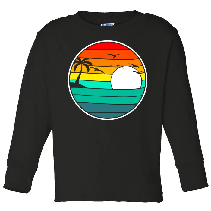 Retro Beach 80's Aesthetic Toddler Long Sleeve Shirt