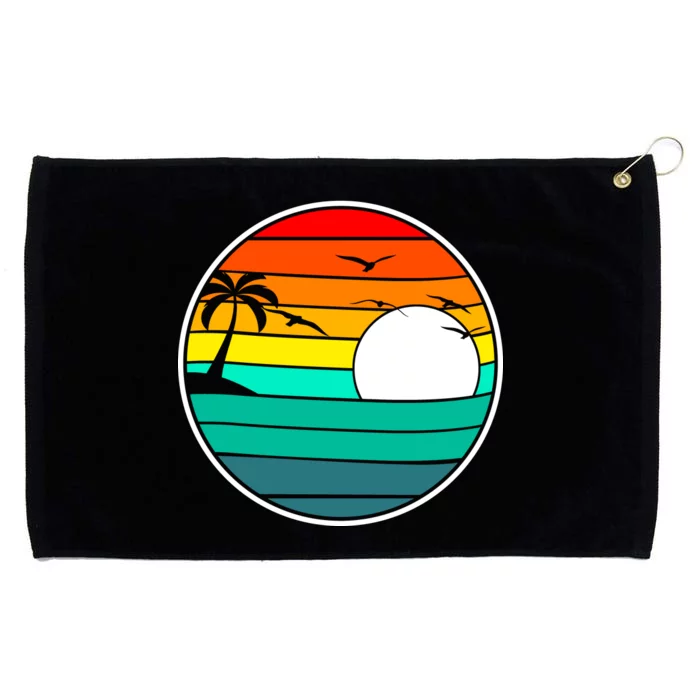 Retro Beach 80's Aesthetic Grommeted Golf Towel