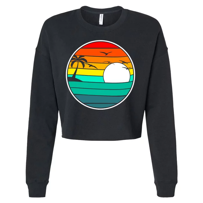 Retro Beach 80's Aesthetic Cropped Pullover Crew